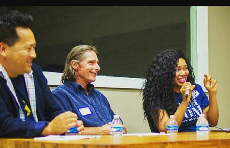 Our Wikipedia Consulting team is lead by Dan Cook (center). Here he is with Andrew Lih and Liberty Madison at a 2015 Hacks Hackers San Francisco event, speaking on the “The Future of Journalism in a Wikipedia World” panel.